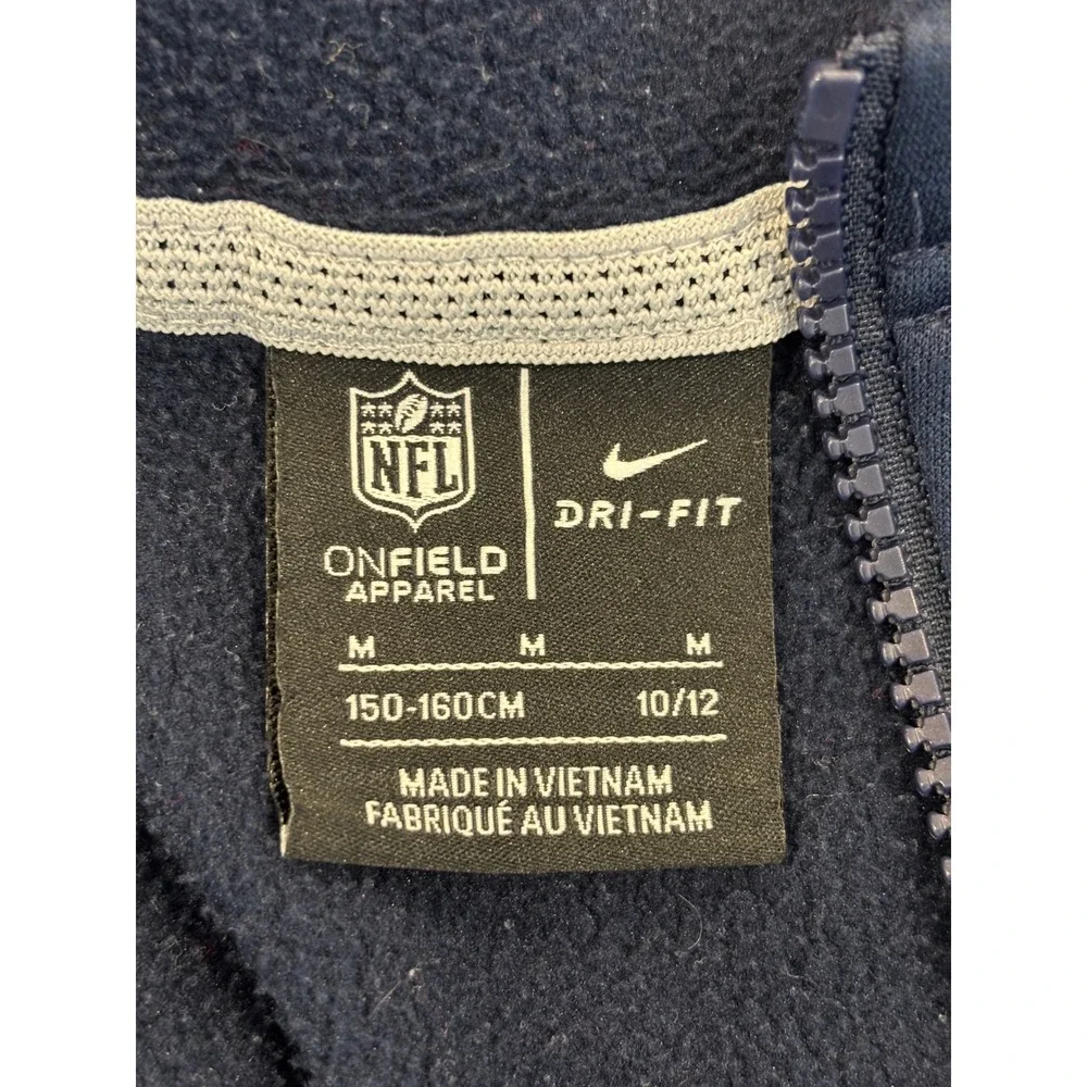 Nike NFL Dallas Cowboys Youth Medium Full Zip Hoodie Dri-FIT Navy Blue Jacket